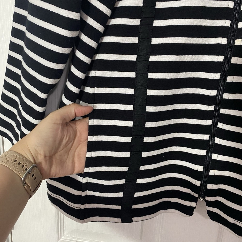 Allison Daley Women's Black White Striped Jacket Shoulder‎ Pads Size 3x - Picture 7 of 7